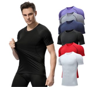 Men Short Sleeve Gym Sport Compression T Shirts